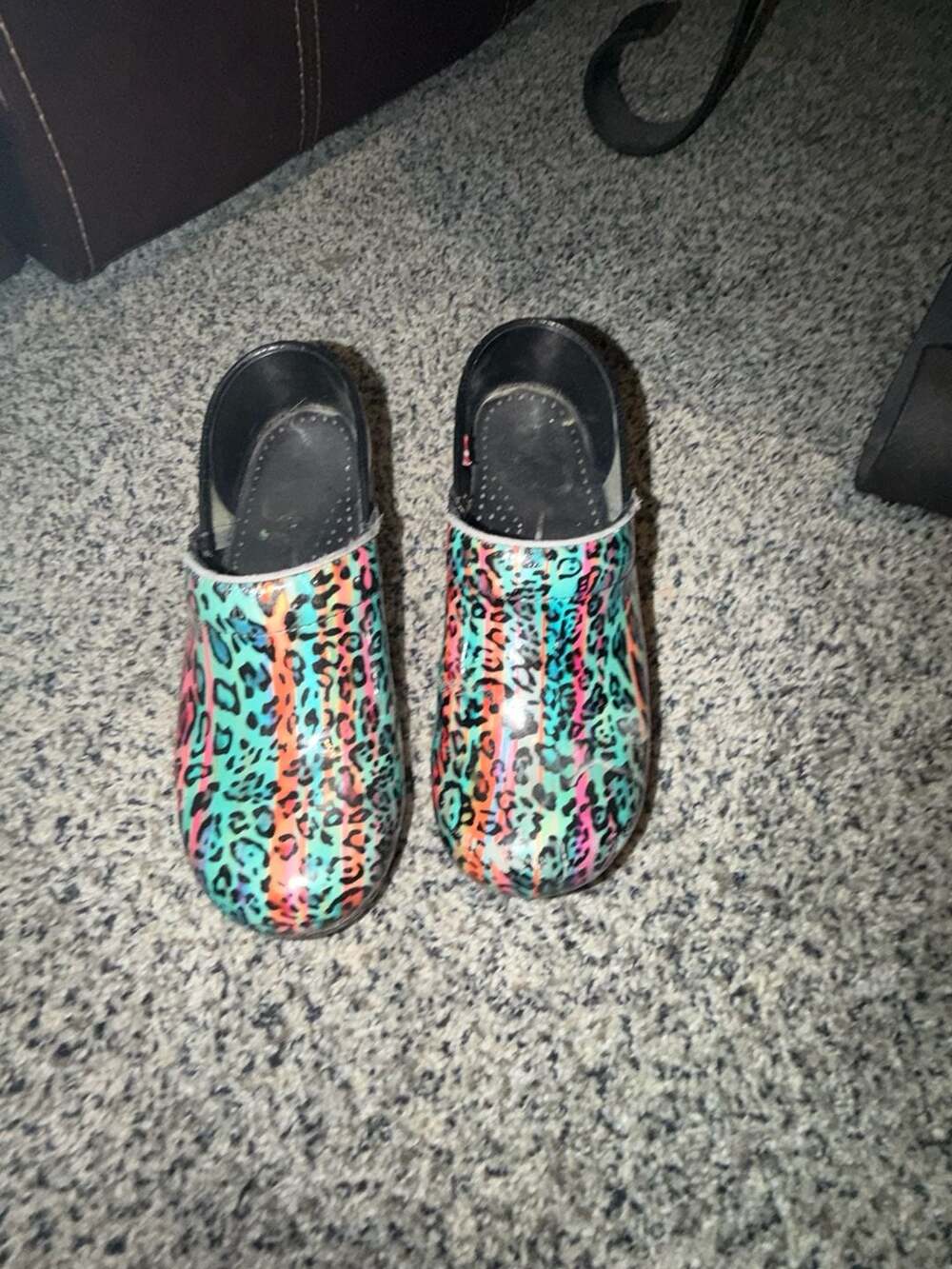 Sanita Professional Portia Animal Pattern Leather Clogs Size 38 Multicolor